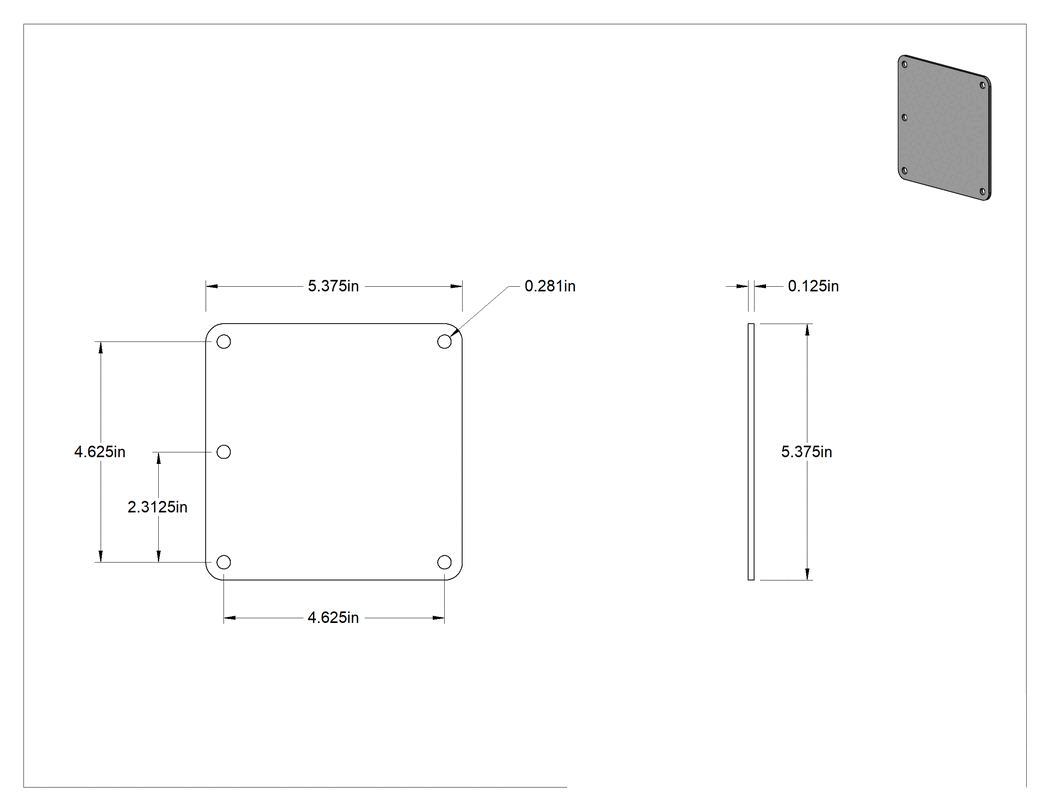Teknik Çizim - Toz Geçirmez Kanal için 4 inç Genişlik x 4 inç Derinlik Kapak