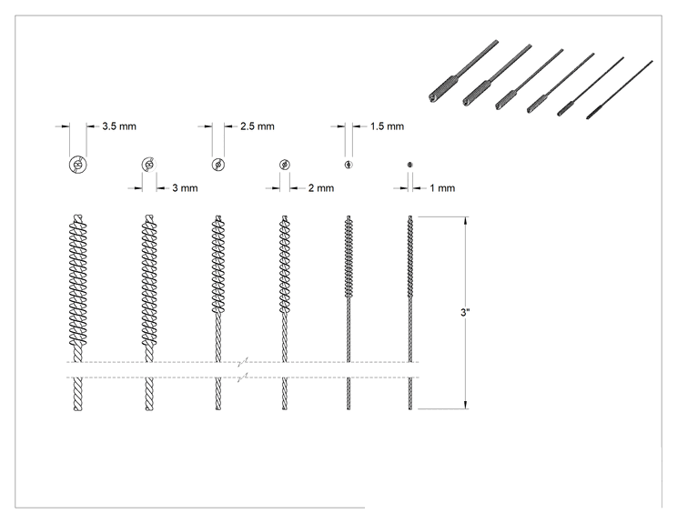 Teknik Çizim - Pirinç Kıllı Düşük Çizilme Tüp Fırça Seti, 6 Parça, 3" Toplam Uzunluk