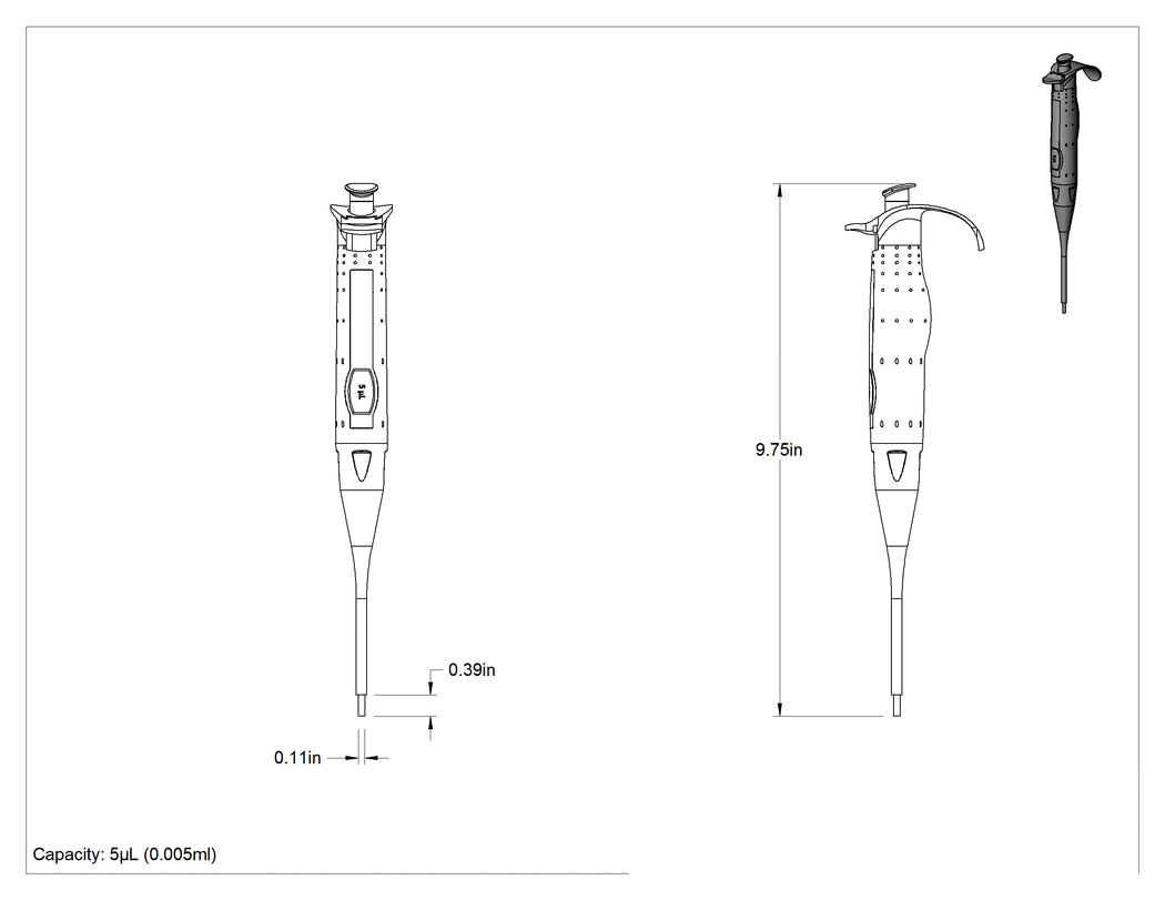Teknik Çizim - Sabit Hacimli Pipetör, 0.005 ml Kapasite