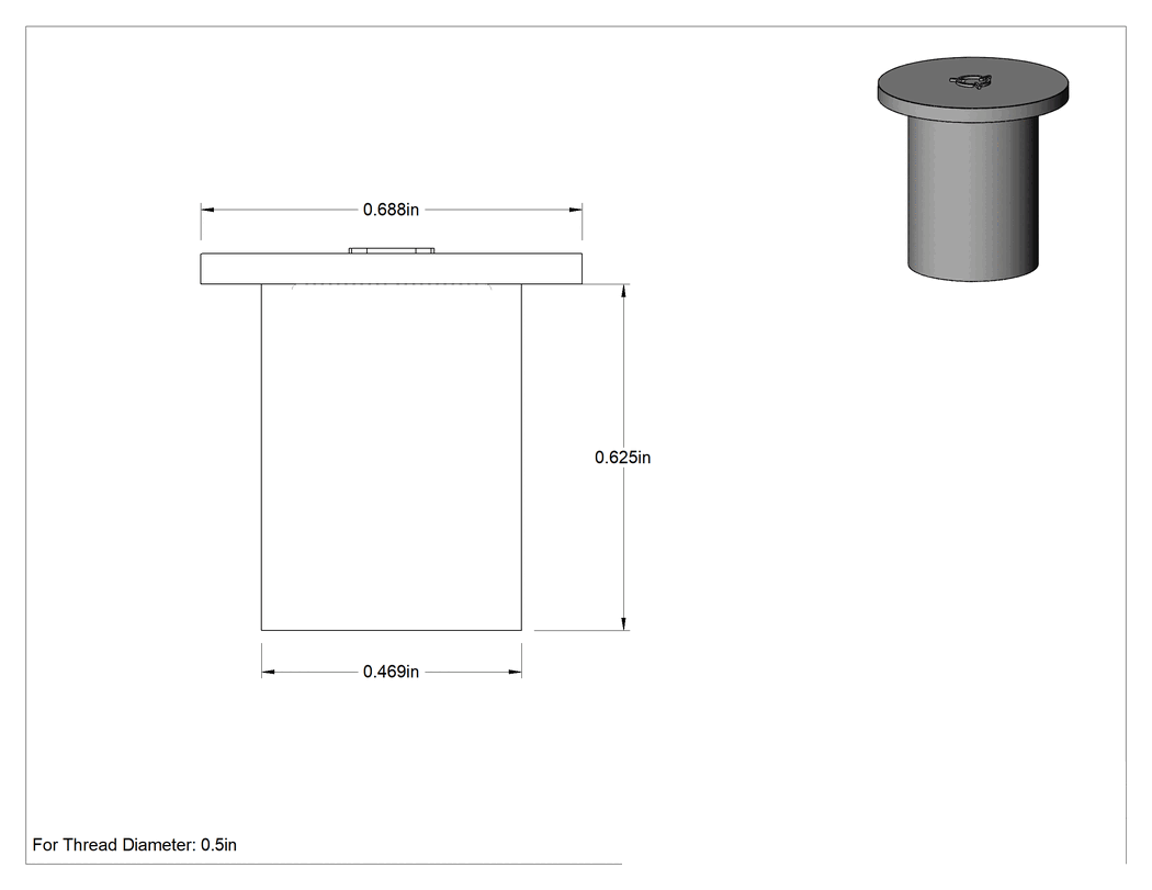 Teknik Çizim - 15/32" iç çap için iletken fiş