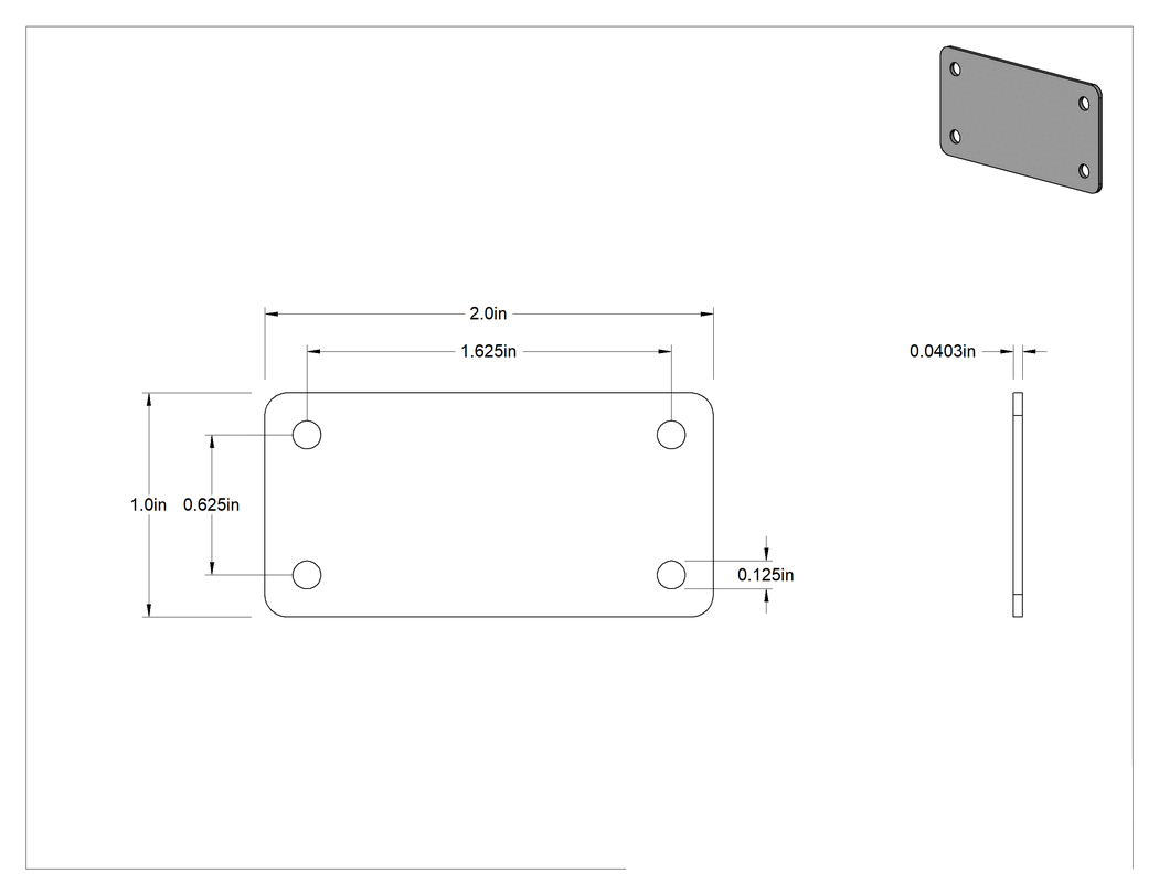 Teknik Çizim - Oyma ve Damgalama Mesaj Plakası, 4 montaj deliği, Alüminyum, 1" Yükseklik x 2" Genişlik