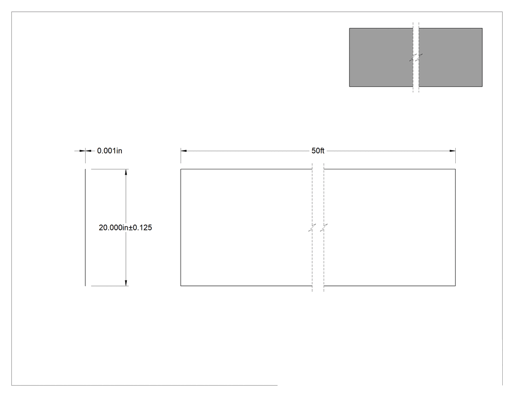 Teknik Çizim - Yüksek Sıcaklık Polyester Film, 20" x 50 Fit x 0.001"