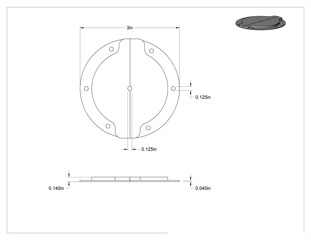 Teknik Çizim - Yarık Sızdırmazlık Halkası, 1/8" İç Çap