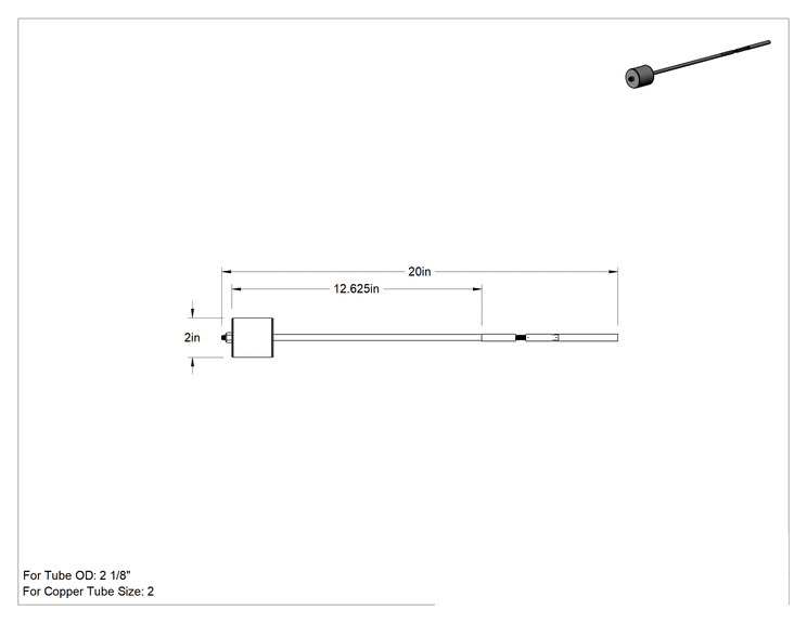 Teknik Çizim - 2" Bakır Boru için Akış Durdurucu