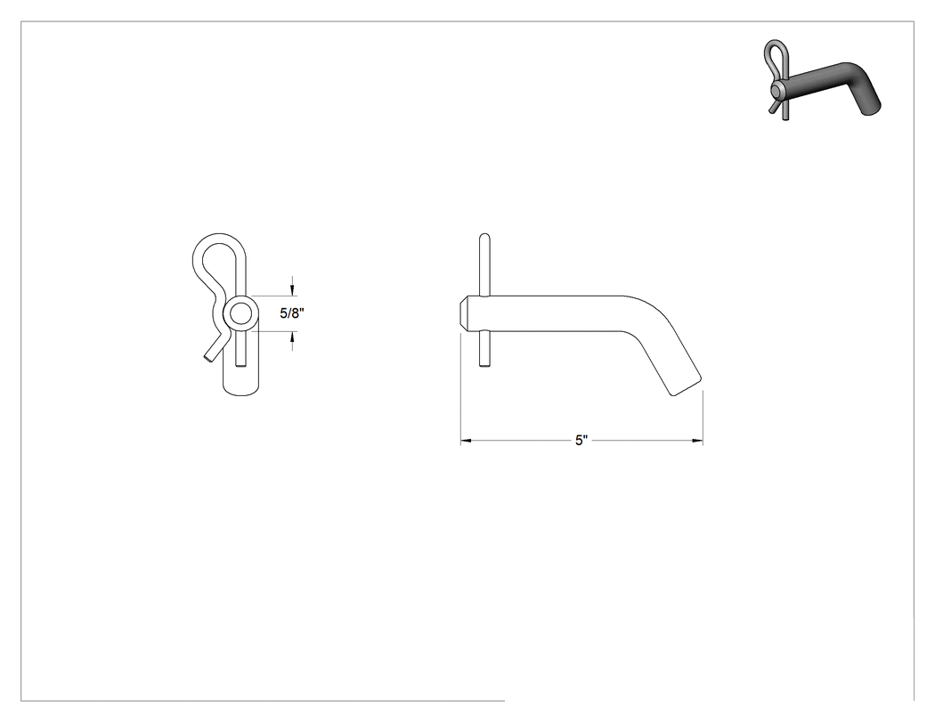 Teknik Çizim - 2" Kare Bağlantı Alıcısı için Bağlantı Pimi