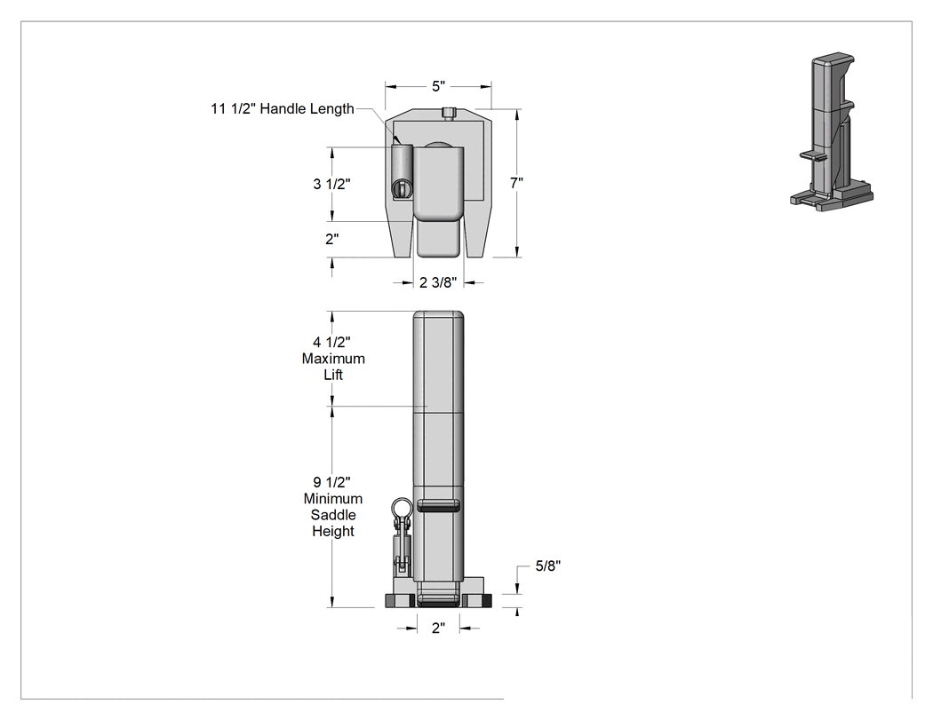 Teknik Çizim - İki Yükseklikli Hidrolik Kriko, 4000 lbs. Kapasite