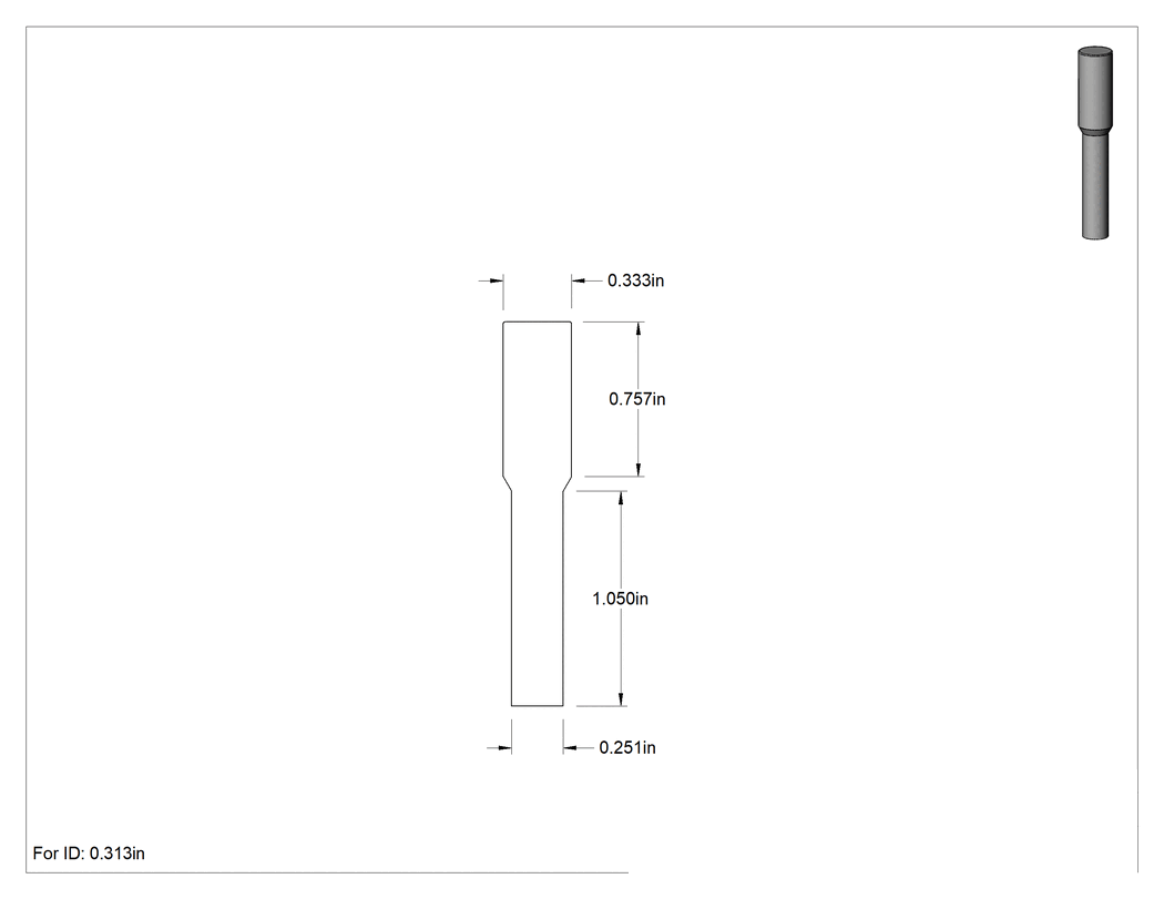 Teknik Çizim - Yüksek Sıcaklığa Dayanıklı Çekmeli Yuvarlak Tapa, 5/16" İç Çap için, 3/4" Yükseklik