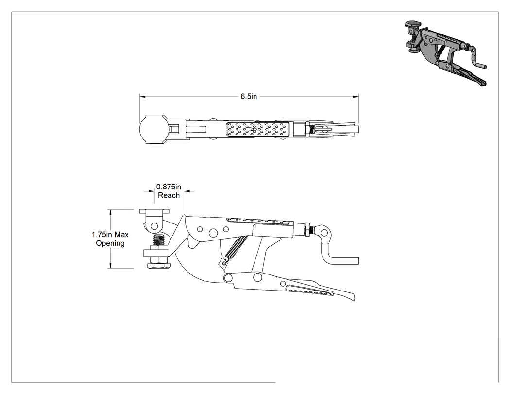 Teknik Çizim - Kilitleme Pense Genişletici, 1-3/4" Maksimum Açıklık