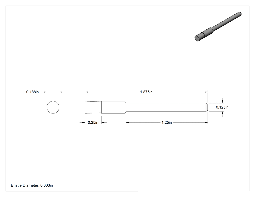 Teknik Çizim - Saplı Düşük Çizilme Özellikli Kupa Fırça, Dar Alanlar için, 3/16" Fırça Çapı