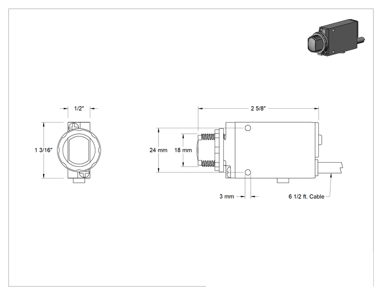 Teknik Çizim - Yerden Tasarruf Sağlayan Fotoelektrik Anahtar, Tel Uçlu, Alıcı