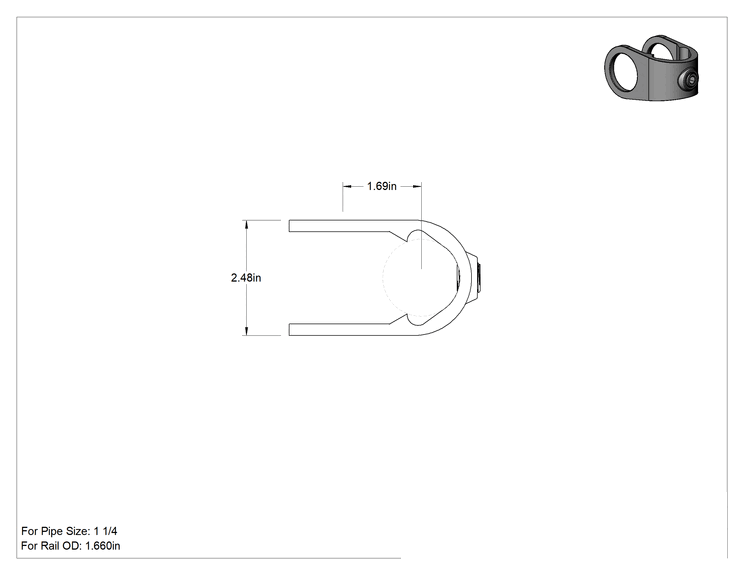 Teknik Çizim - Galvanizli Demir Kayar Ray Bağlantı Parçası, 1-5/8" Ray Dış Çapı için Sarmal Çapraz Bağlantı