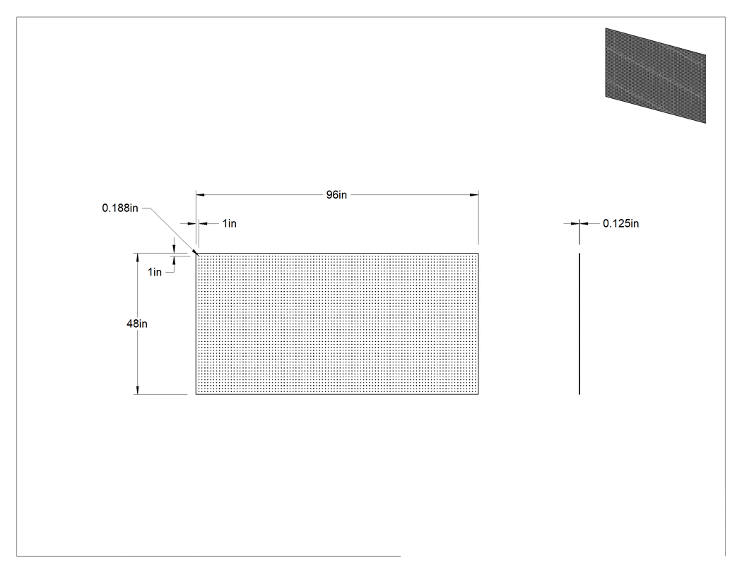 Teknik Çizim - Siyah Plastik Delikli Pano, 3/16" Çaplı Delikler, 96" x 48"