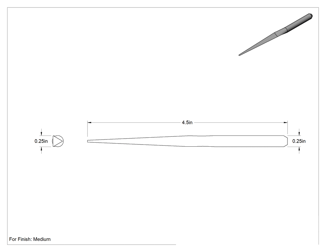 Teknik Çizim - Havalı Törpü için 1/4" Şaft Çaplı Üçgen Törpüler