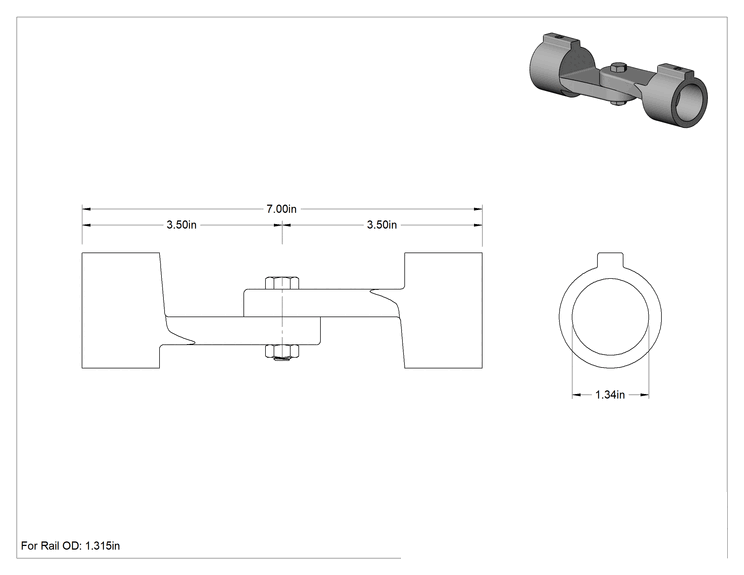 Teknik Çizim - Alüminyum Giydirme Bağlantı Parçası, 1-3/8" Ray Dış Çapı için Ayarlanabilir Açılı Dirsek Konektörü