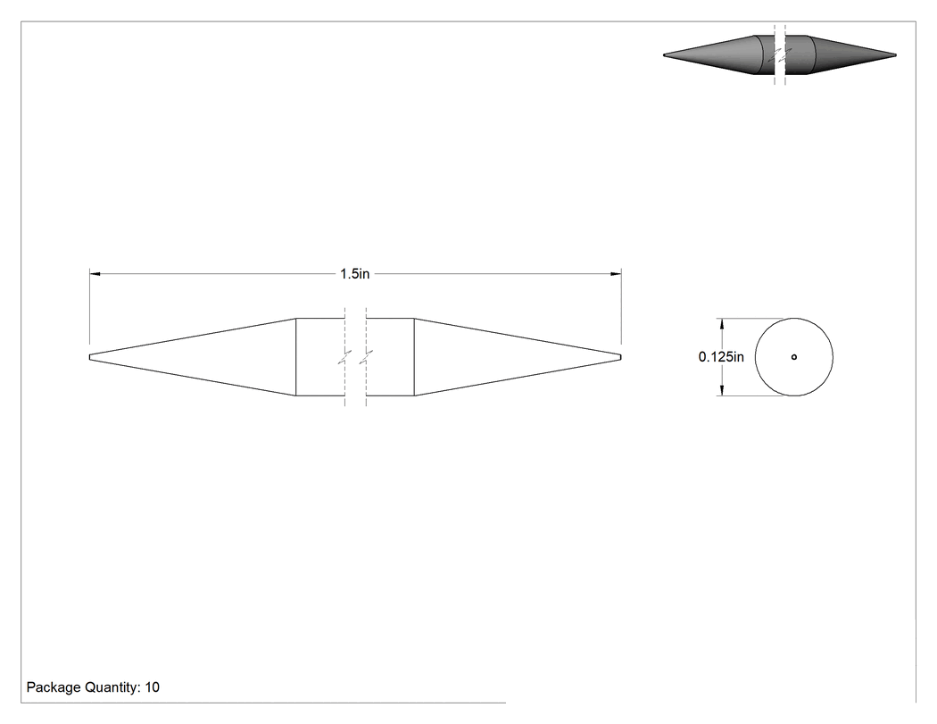 Teknik Çizim - 1/8" Çaplı Kullanıma Hazır Tungsten Elektrot