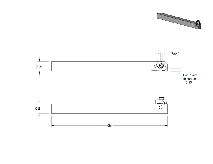 Teknik Çizim - Dış Diş Açma ve Yiv Açma için Uç Tutucu, Yüksek Performans, Sol Yönlü, Tutucu Kodu Asl-082B