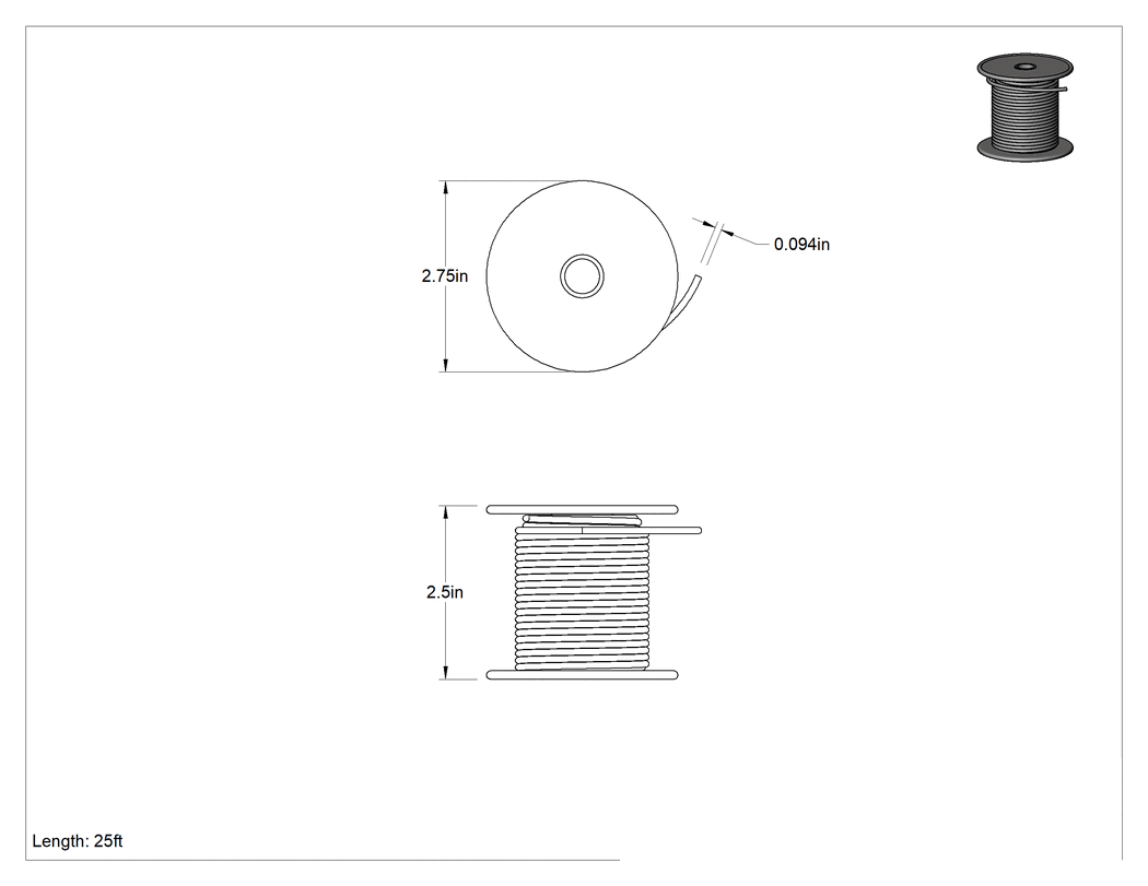 Teknik Çizim - Buhar ve Kimyasallara Dayanıklı Salmastra Contası, 3/32" Genişlik, 25 ft. Uzunluk