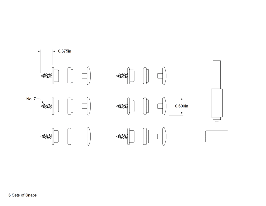 Teknik Çizim - Vida Saplamalı Kumaş Çıtçıt Kiti