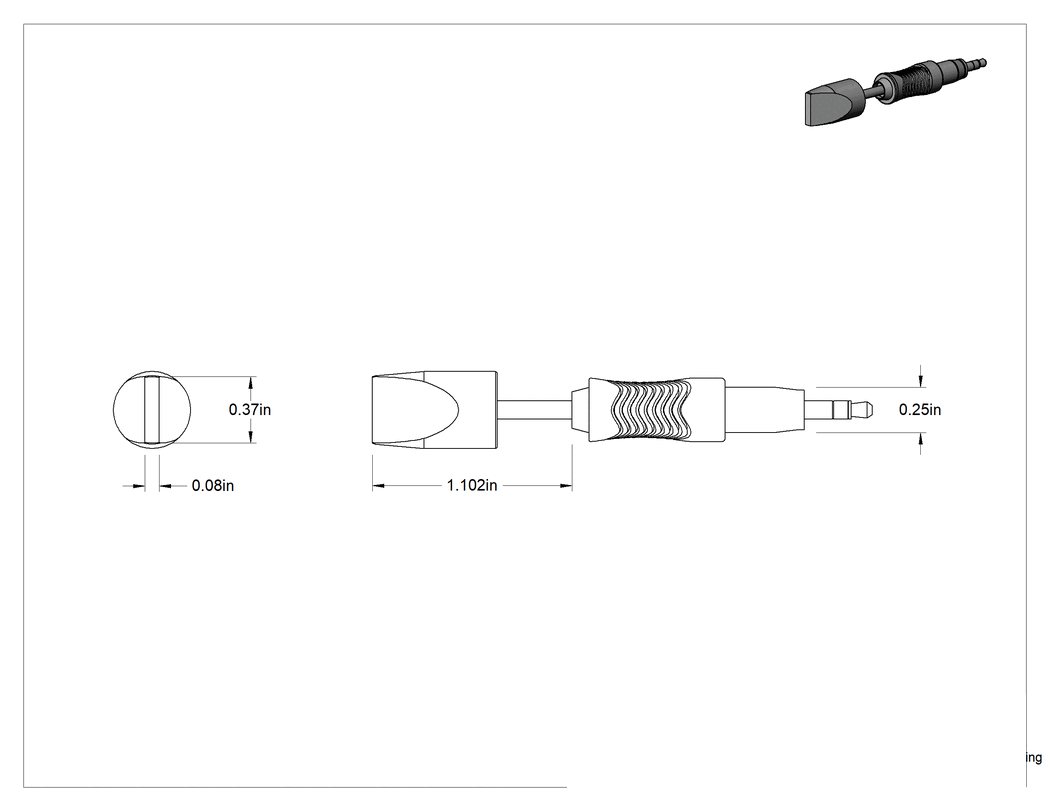 Teknik Çizim - Lehimleme İstasyonları için Weller Model Numarası Rtus 093 S MS Lehim Havyası Ucu