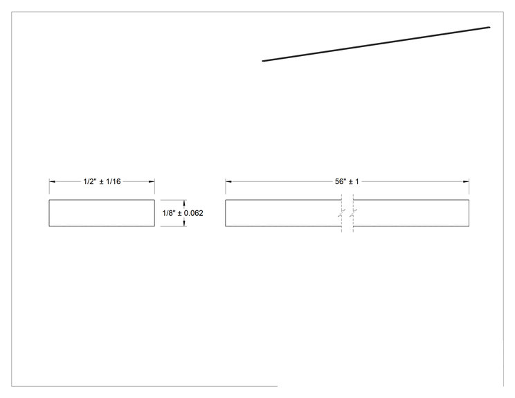 Teknik Çizim - Viton® Floroelastomer Köpük Şerit, Kimyasal Dayanıklı, 1/2" Genişlik, 1/8" Kalınlık, 56" Uzunluk