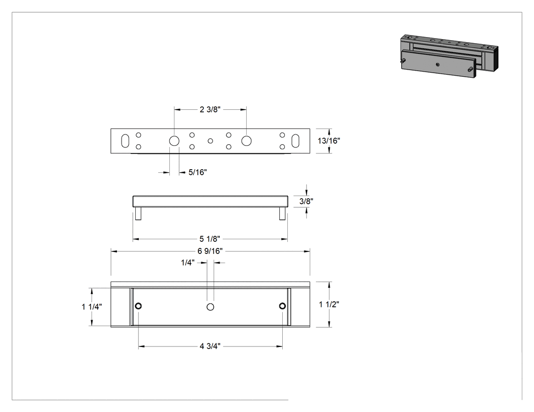 Teknik Çizim - Elektromanyetik Kapı Kilidi, Gömme Montaj, Rci 8375