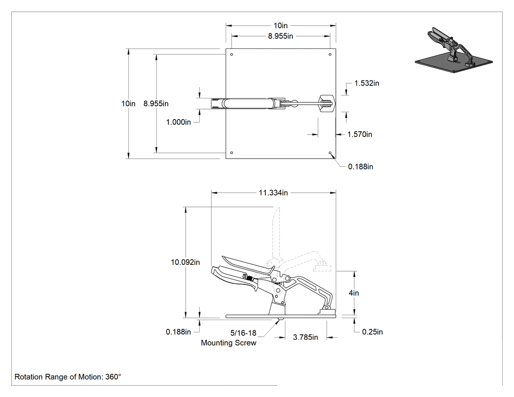 Teknik Çizim - Taşınabilir Tezgah Üstü Kilitli Pense Kelepçesi