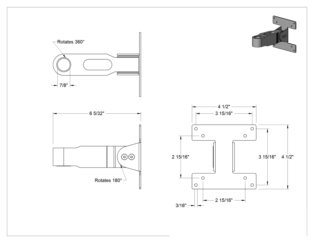 Teknik Çizim - Ağır Hizmet Tipi Konumlandırma Kolu için Düz Panel Monitör Montaj Plakası