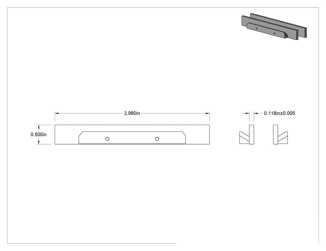 Teknik Çizim - 4 inç Genişliğinde x 1 inç Yüksekliğinde Freze Makinesi Mengene Çeneleri için Paraleller