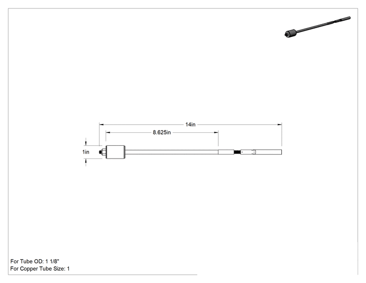 Teknik Çizim - 1 inçlik Bakır Boru için Akış Durdurucu