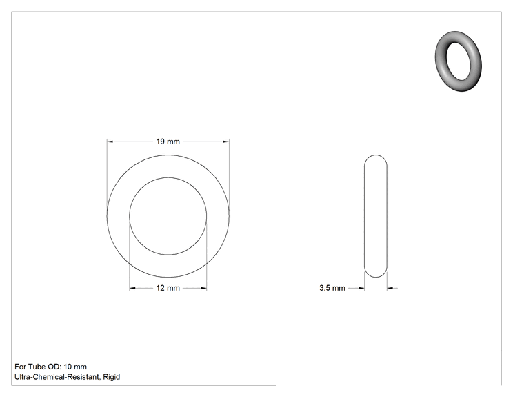 Teknik Çizim - 10 mm Dış Çaplı Metal Boru Bağlantısı için PTFE O-Ring