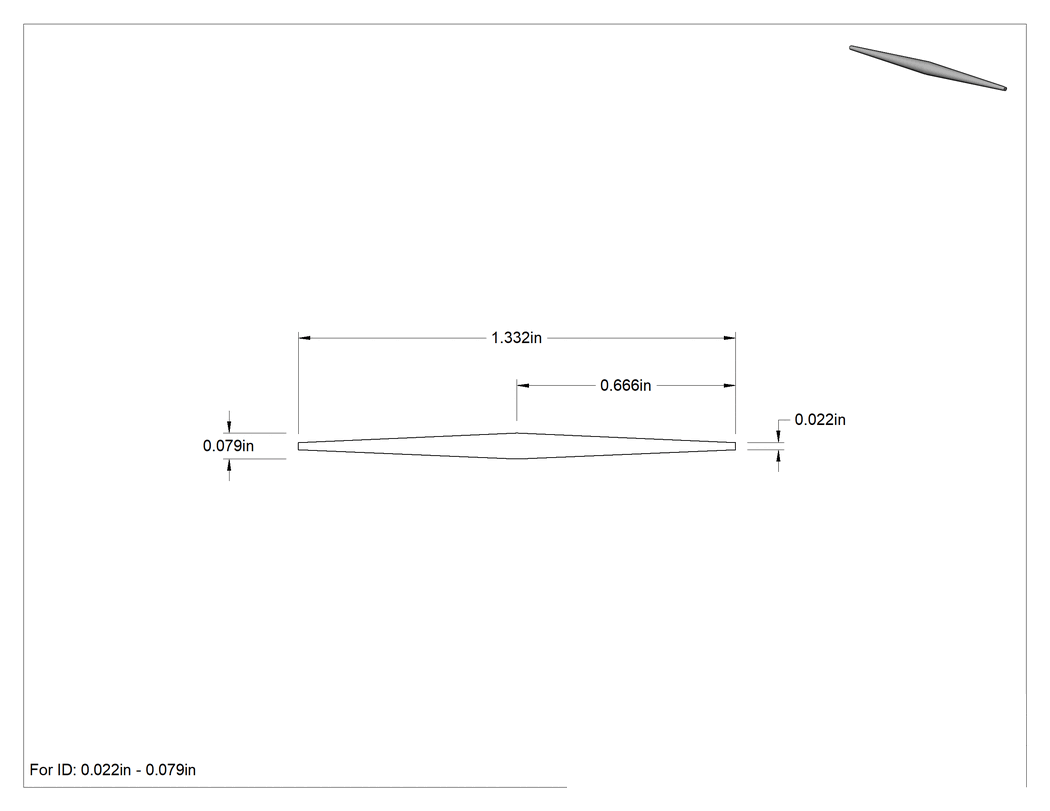 Teknik Çizim - Minyatür Çekmeli Tapalar, EPDM Kauçuk, 0.022"-0.079" İç Çap, 1-5/16" Yükseklik