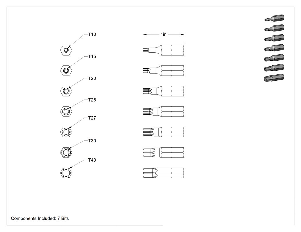 Teknik Çizim - Torx Uç Setleri