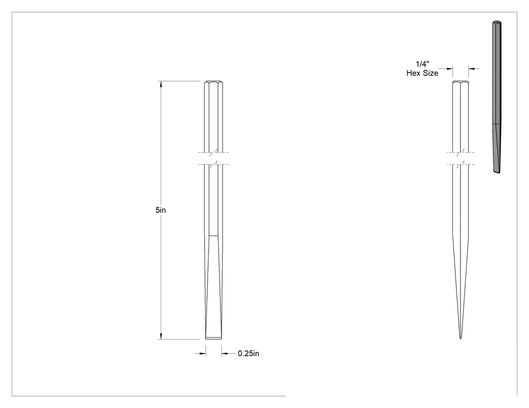 Teknik Çizim - Metal için Pürüzsüz Saplı Keski, Standart Uçlu, 1/4" Bıçak Genişliği