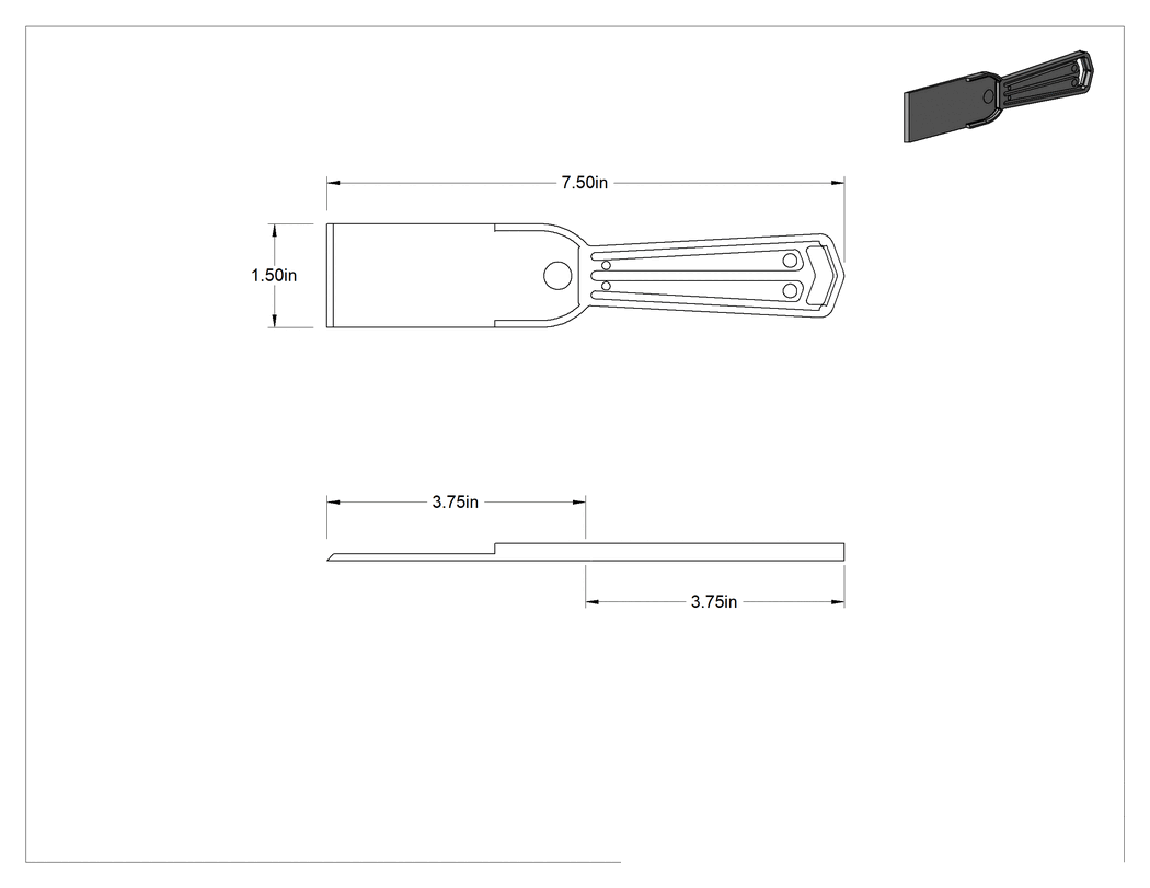 Teknik Çizim - Çizilmez Tek Kullanımlık Plastik Macun Bıçağı, Düz Kenar, 1-1/2" Bıçak Genişliği, 3.75" Bıçak Uzunluğu, Siyah