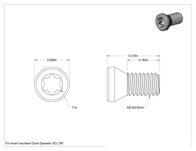 Teknik Çizim - Ftga03508 Scac Dönen Karbür Uç Tutucu için Torx Vida