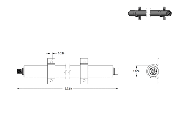 Teknik Çizim - Boru Şeklinde Makine Işığı, Kademeli, 1" Çap x 19-1/4" Toplam Uzunluk, 1200 lümen