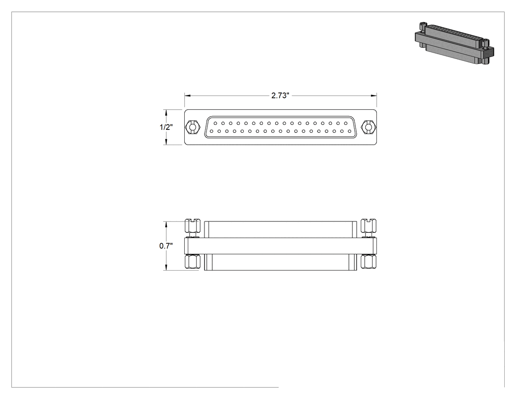 Teknik Çizim - DB37 Dişi x DB37 Dişi Adaptör