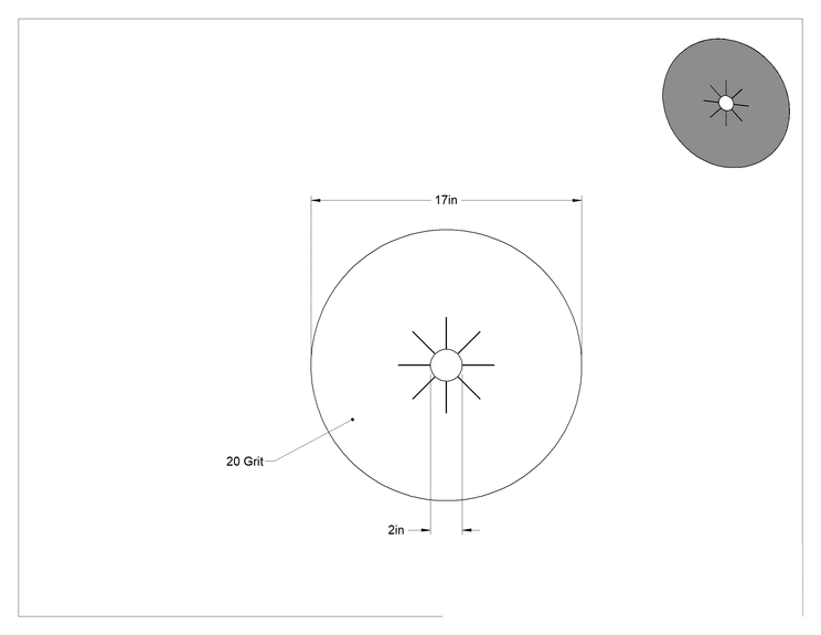 Teknik Çizim - Zemin Zımparalama Diski, Silikon Karbür, 17" Çap, 20 Kum