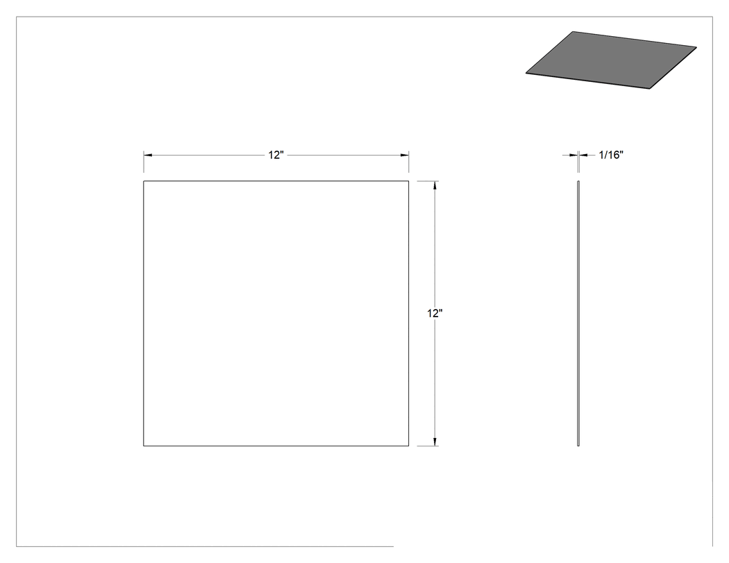 Teknik Çizim - F1 Keçe Levha, Orta, Düz Destek, 12" X12", 1/16" Kalınlık