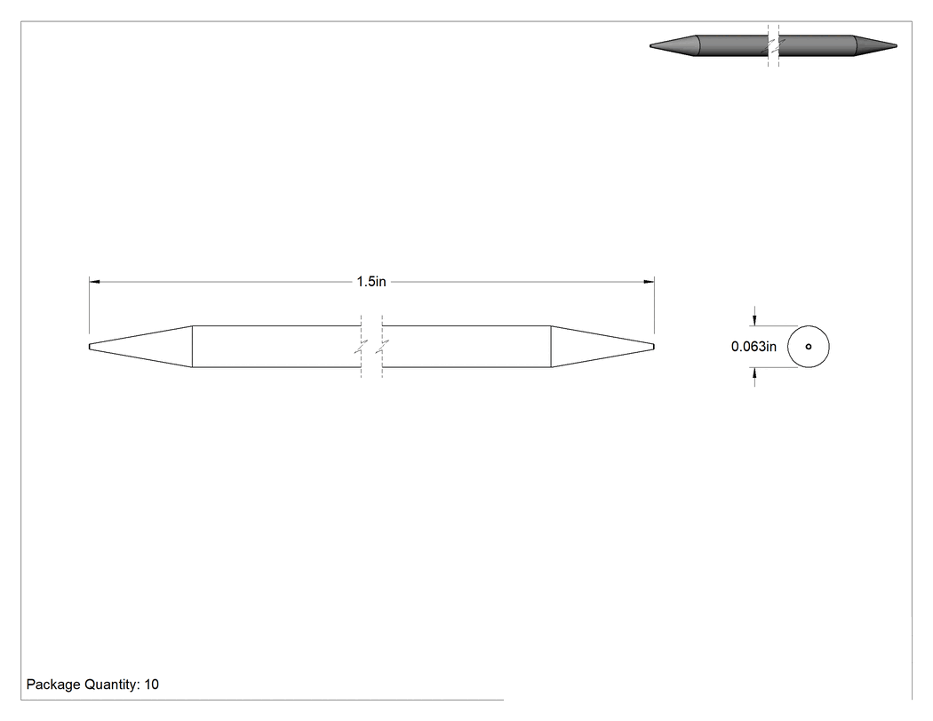 Teknik Çizim - 1/16" Çap Kullanıma Hazır Uzun Ömürlü Tungsten Elektrot