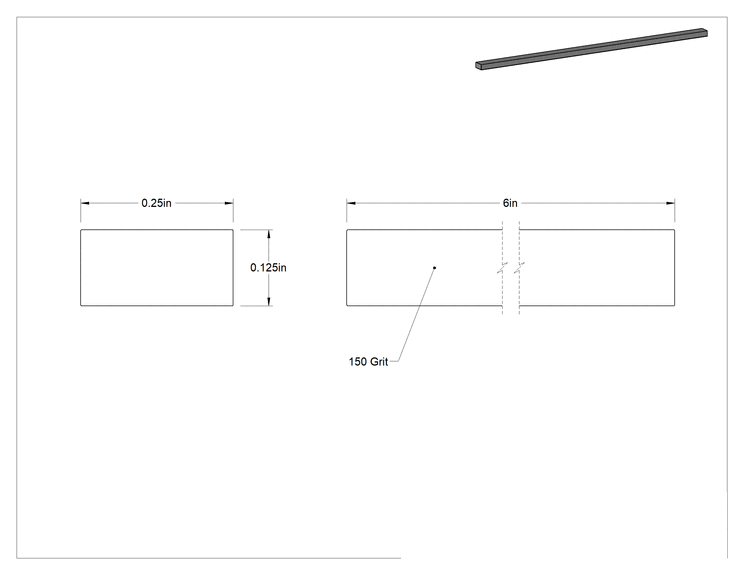 Teknik Çizim - Parlatma Taşı, Sert Metaller için, 150 Kum 6" Uzunluk, 1/4" Genişlik, 1/8" Kalınlık