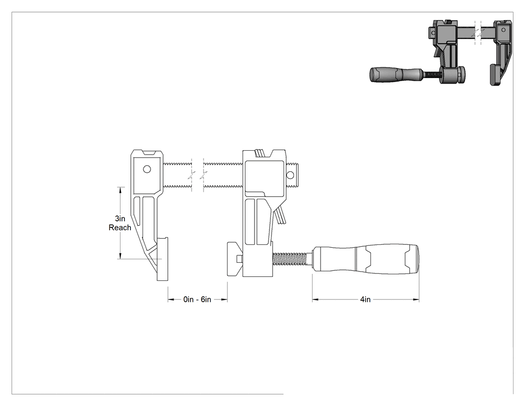Teknik Çizim - Çubuk Kelepçesi, 0"- 6" Açıklık