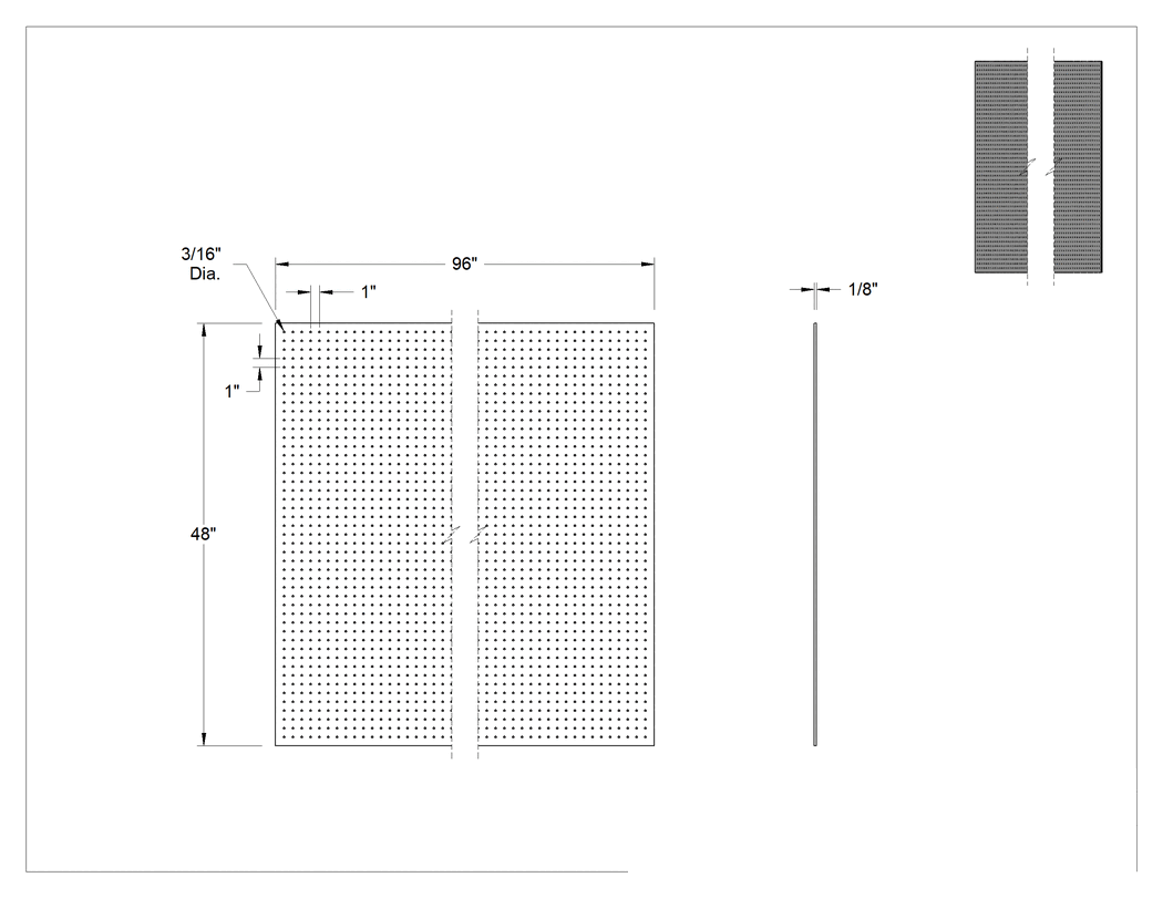 Teknik Çizim - Delikli Pano, Kahverengi Sert Levha, 3/16" Çapında Çivi Delikli, 96" x 48"
