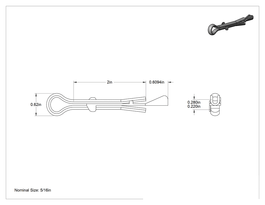 Teknik Çizim - Strong-Hold Çekiç Seti Kopilyalar, 5/16" Çap, 2" Uzunluk