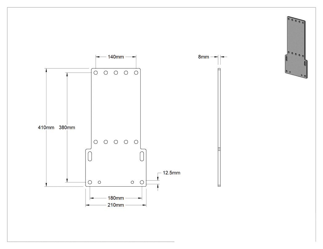 Teknik Çizim - Kapalı Kablo ve Hortum Taşıyıcı, Adaptör plakası, Comau NH1; NH3; NJ; Smart5 NJ Modelleri