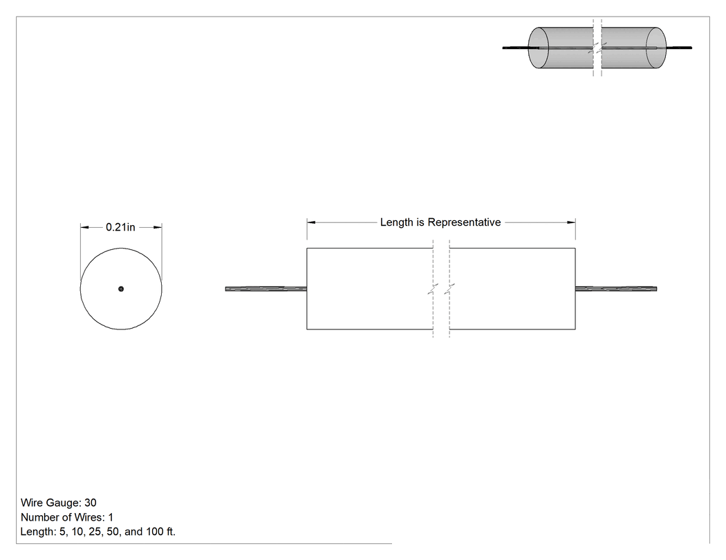 Teknik Çizim - Yüksek Gerilimli Sürekli Esnek Bağlantı Kablosu, 10000V DC/14000V AC, 30 AWG