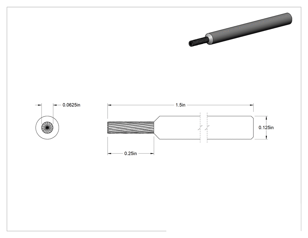 Teknik Çizim - 1/8" Çaplı Şaftlı Karbür Freze Ucu, Düz Kesici Silindir, Ürün No. Sb-41, Tek Kesim