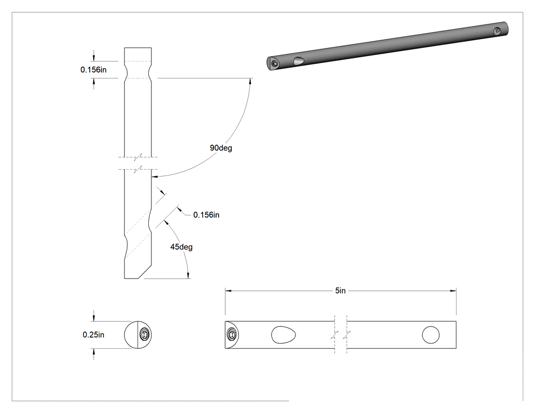 Teknik Çizim - Delik Açma Torna Takım Tutucusu, 5/32" Çaplı Yuvarlak Şaftlı Takım Ucu için