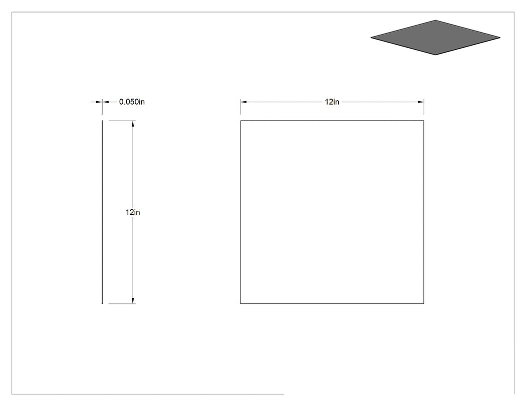 Teknik Çizim - Yüksek Sıcaklık Keçesi, Levha, 12" x 12", 0.0500" Kalınlık