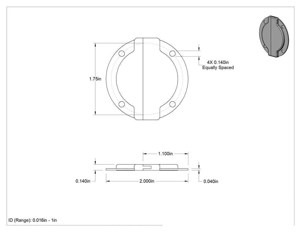 Teknik Çizim - Sızdırmazlık Halkası, Boyutta Kesim, Yarık, 1/64" ila 1" İç Çap